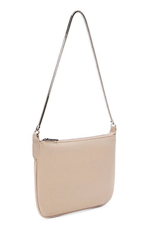 Mango Slim Canvas Chain Handle Bag In Beige