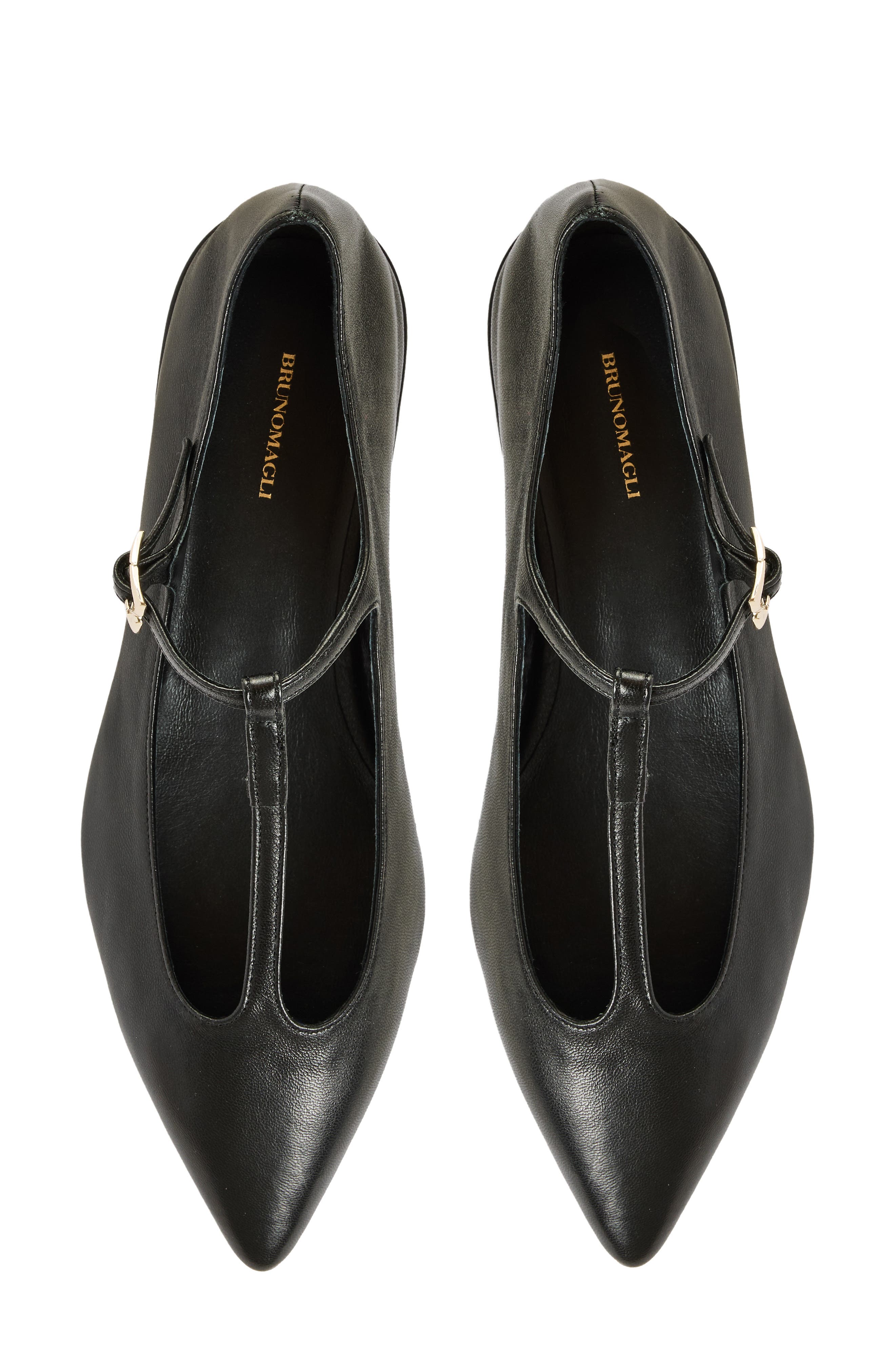Jianna Leather T-Strap Mary Jane Flat, Alternate, color, BLACK