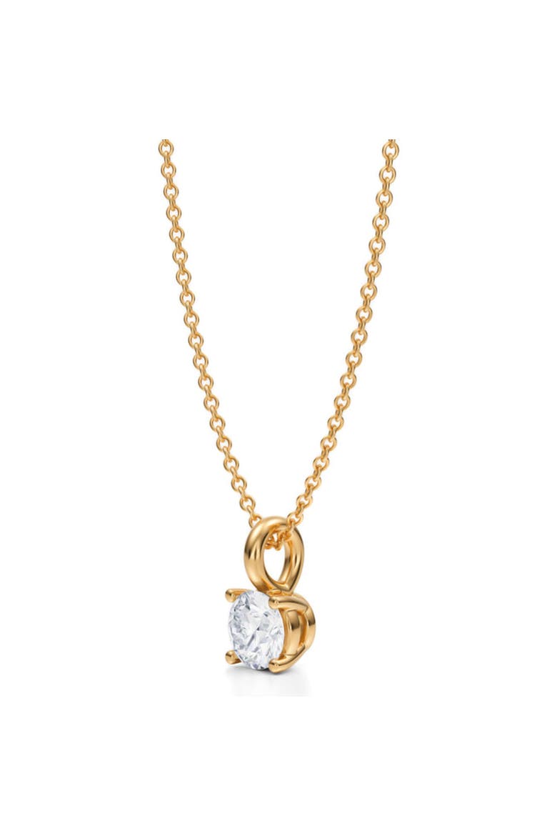 Round Solitaire Lab Diamond Pendant Necklace 14K White Gold, Alternate, color, Yellow Gold
