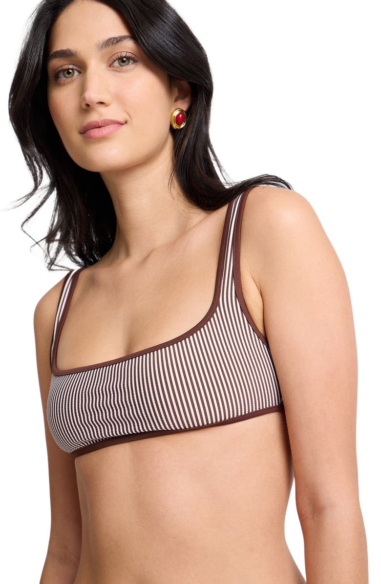 Onia Claire Tricot Bikini Top, Alternate, color, Brown/White