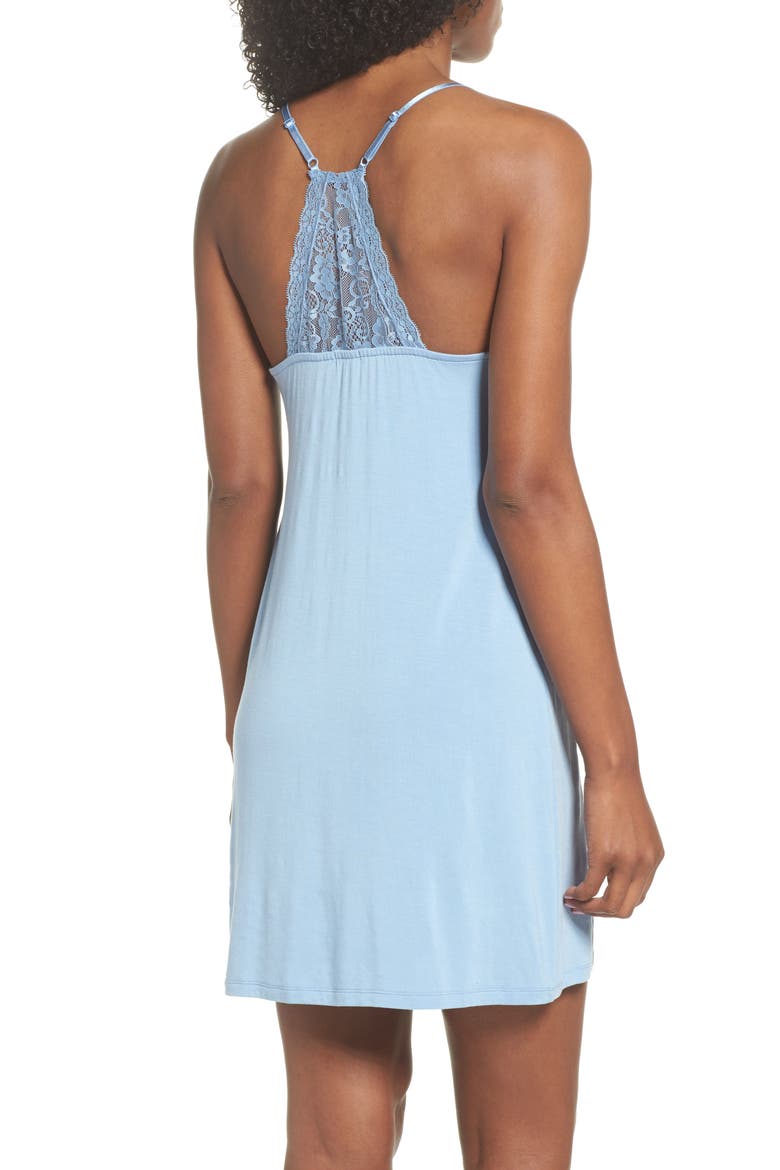 Lace Racerback Jersey Chemise, Alternate, color, BLUE
