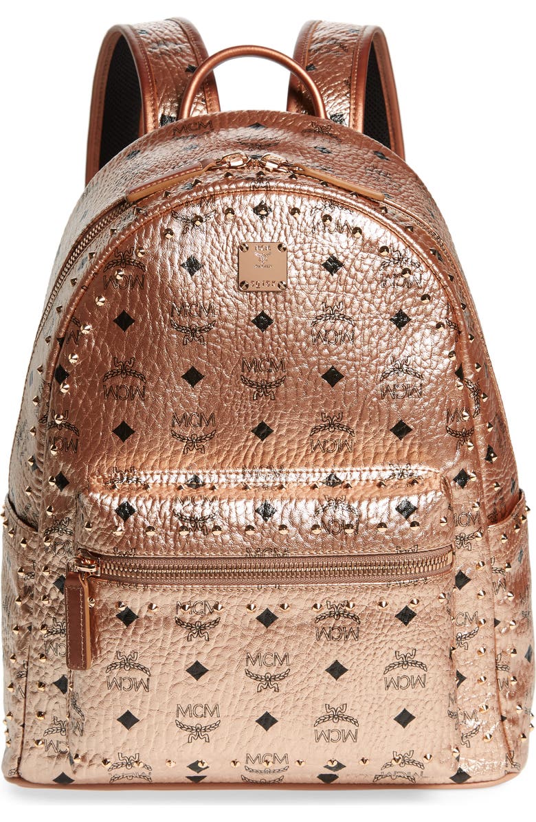 MCM Medium Stark Side Stud Coated Canvas Backpack, Main, color,