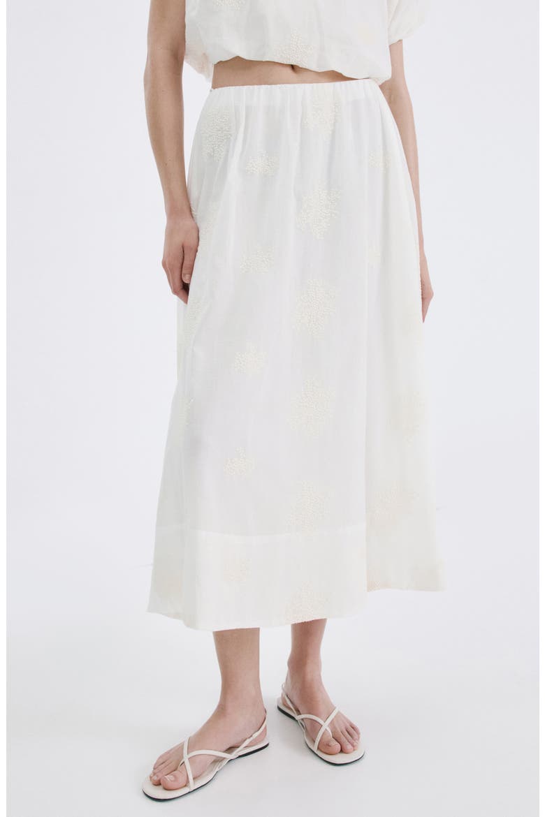 Embroidered Cotton Maxi Skirt, Main, color, ECRU