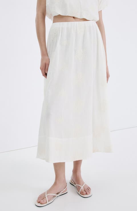 Embroidered Cotton Maxi Skirt