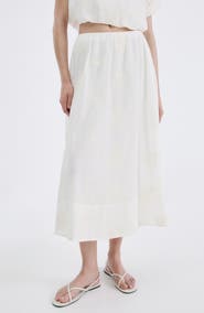 MANGO Embroidered Cotton Maxi Skirt
