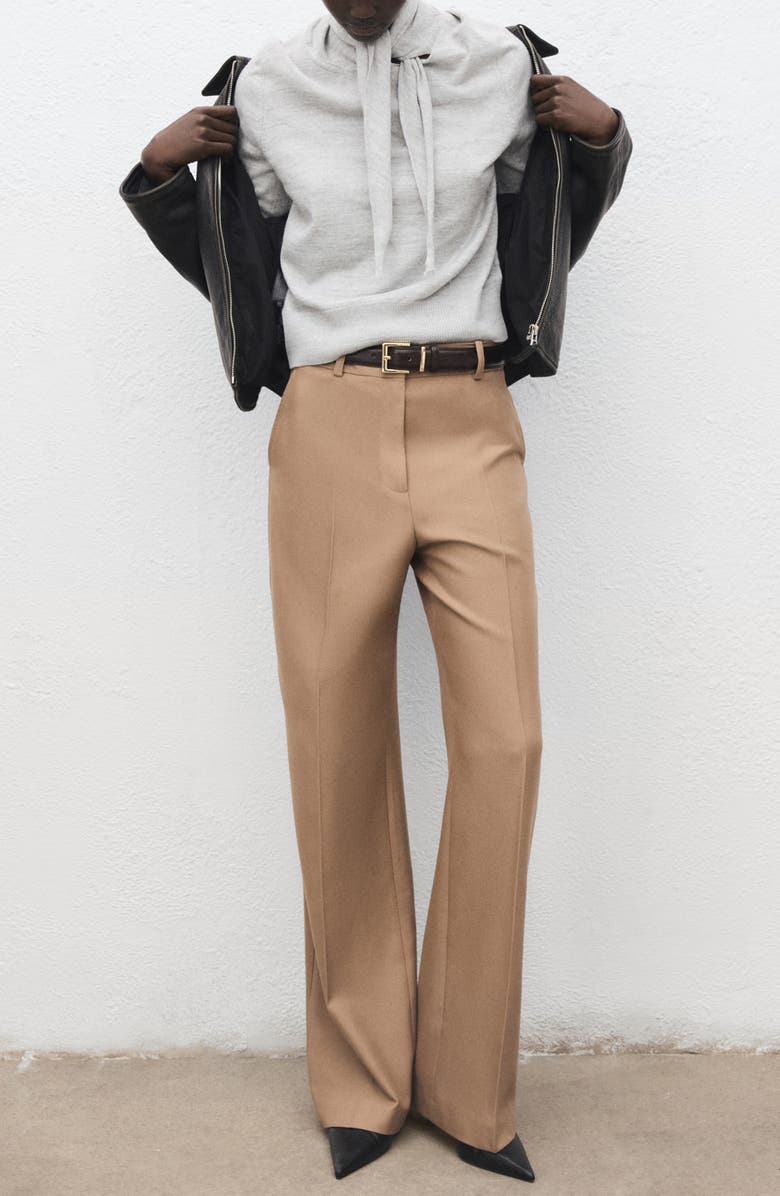 MANGO Knotted Turtleneck Sweater, Alternate, color, Grey