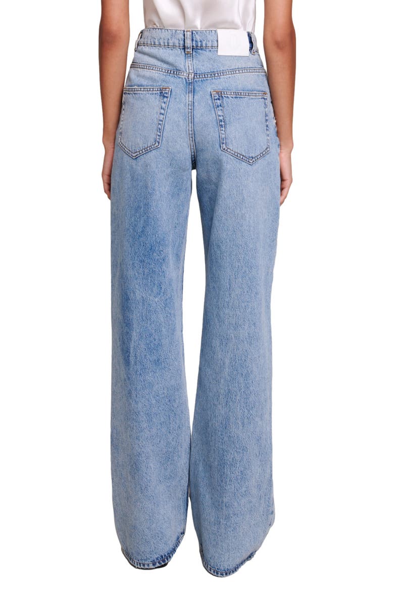 maje Petoile Crystal Embellished Flare Leg Jeans, Alternate, color,