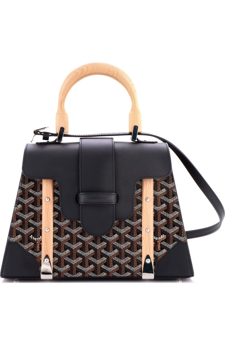 Pre-Owned Goyard Saigon Top Handle Bag Coated Canvas with Leather PM, Main, color, Black