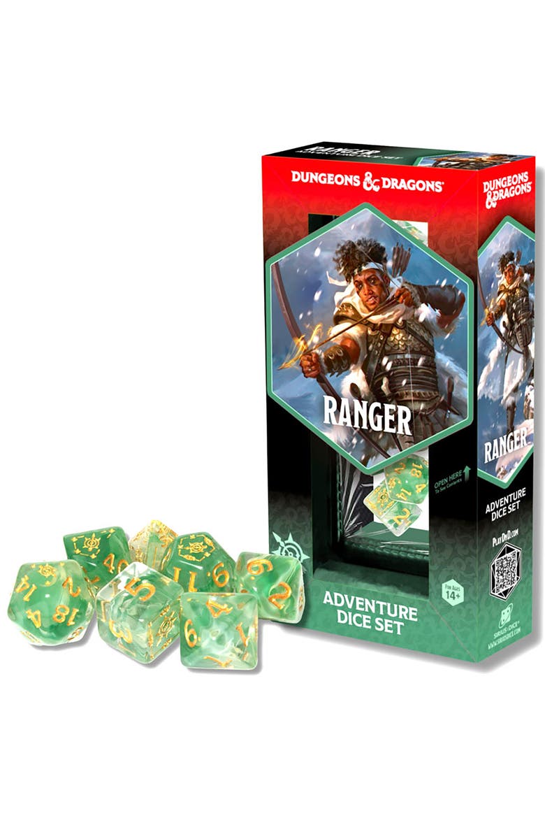 White and Green 14 Piece RPG Die Set, Alternate, color, Multicolored