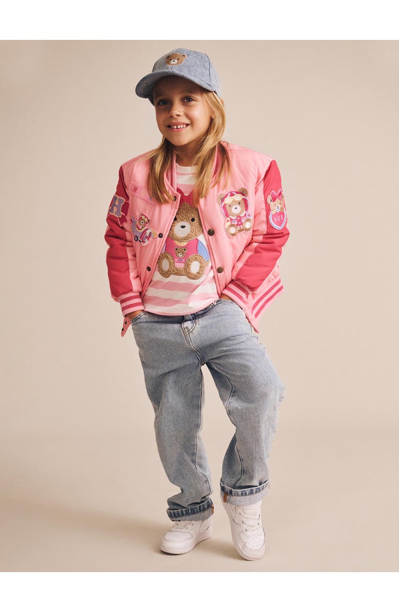 Huxbaby Cherry Varsity Bomber Jacket, Alternate, color, Apricot/Cherry