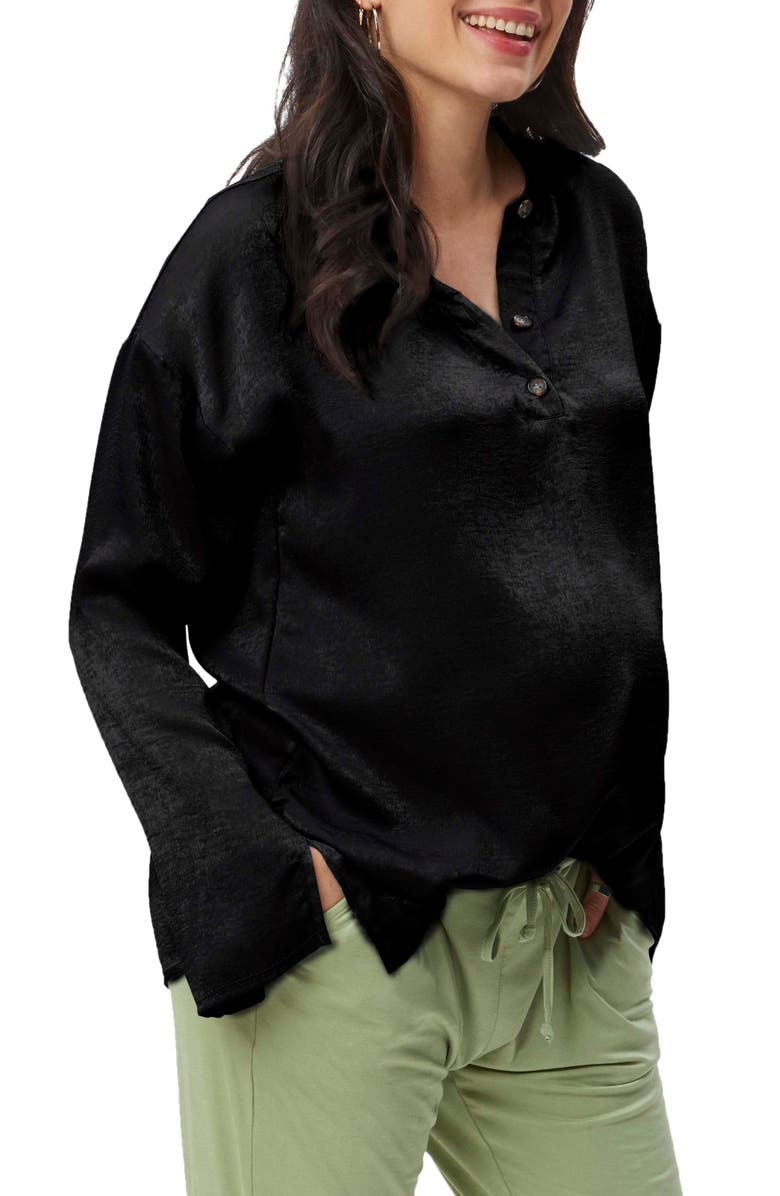 Stowaway Collection Suzie Long Sleeve Maternity Top, Alternate, color, Black