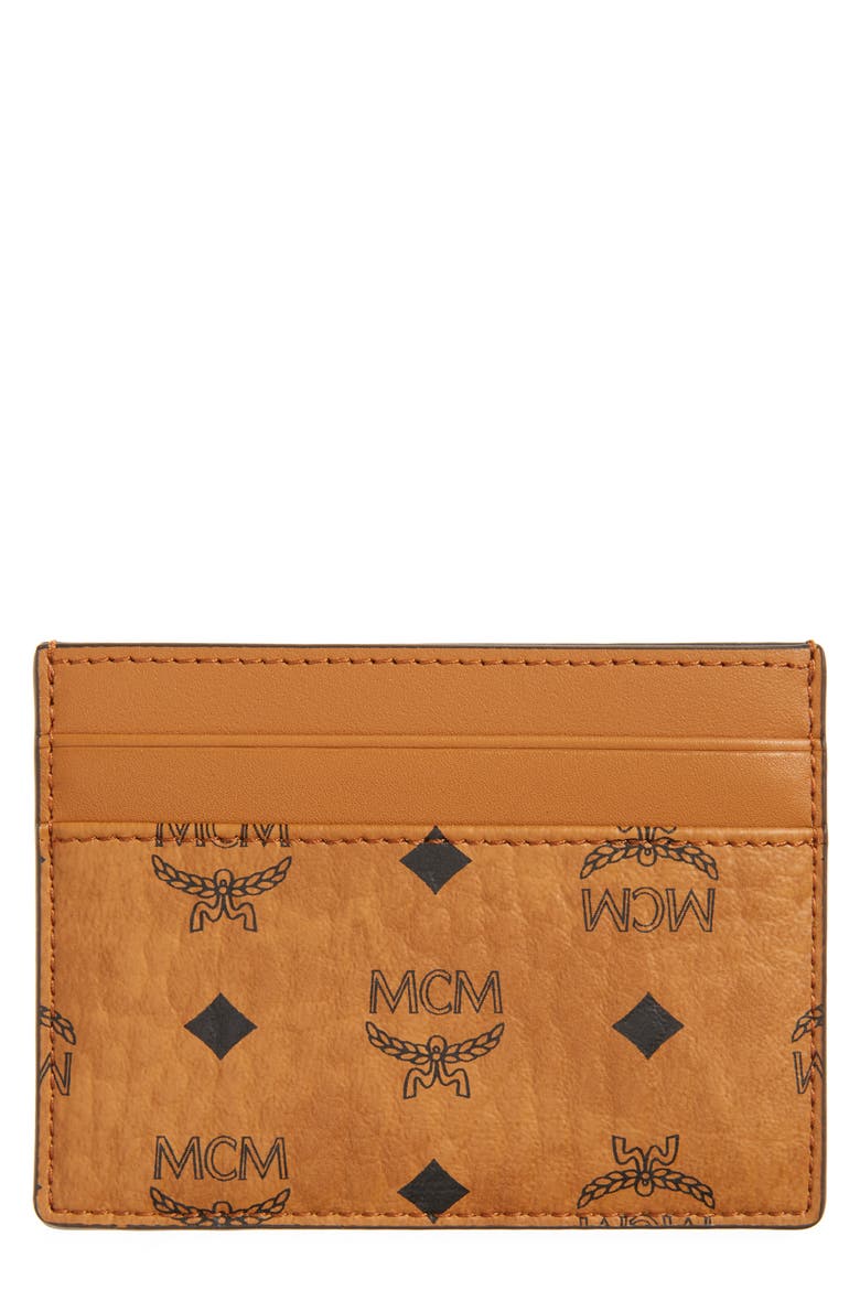 Aren Card Case in Visetos, Main, color, COGNAC