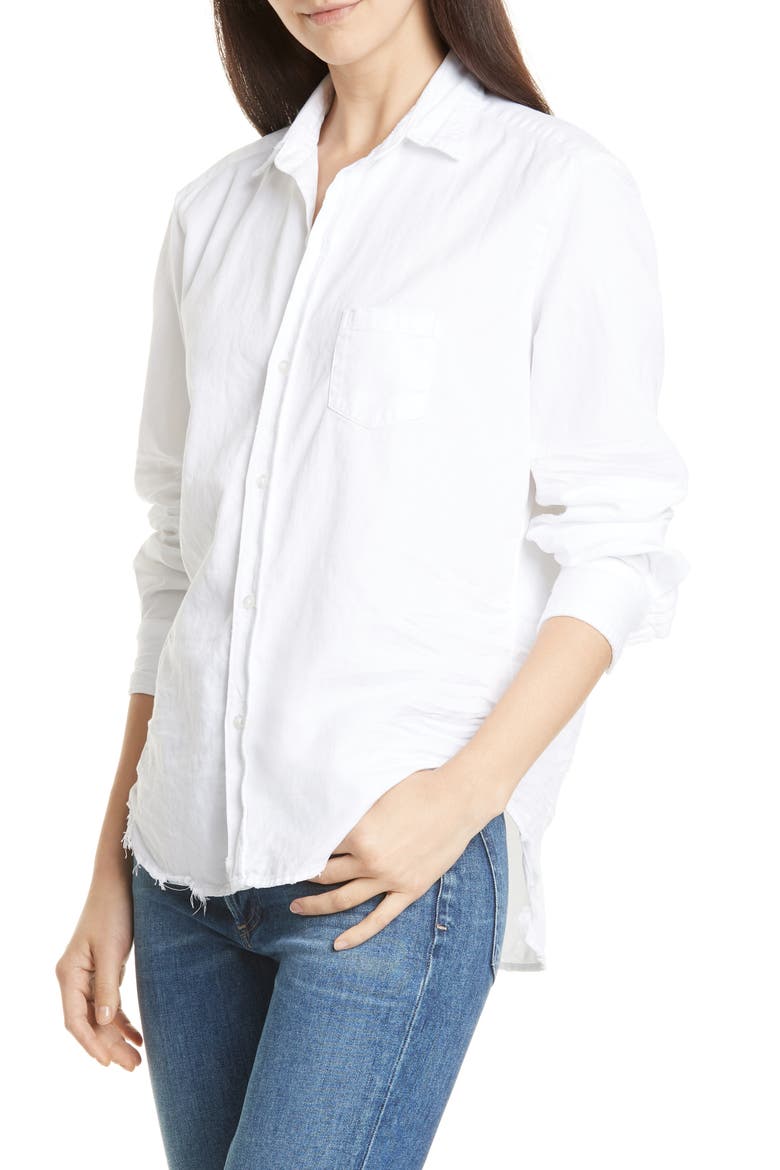 Eileen Relaxed Button-Up Shirt, Alternate, color, WHITE TATTERED WASH DENIM