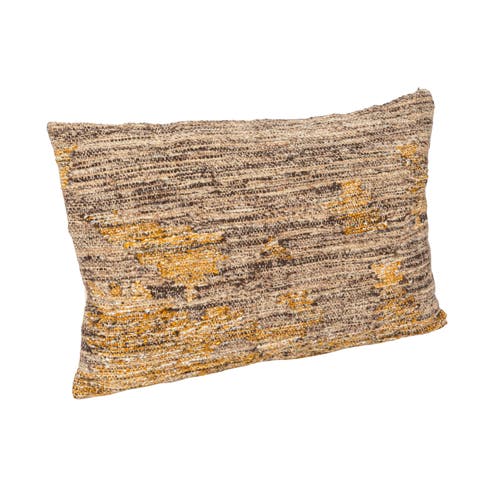 Storied Home Woven Mélange New Zealand Wool Blend Bouclé Lumbar Pillow In Brown
