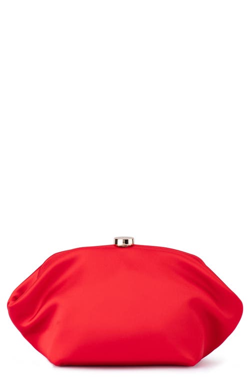 Olga Berg Karina Satin Frame Clutch in Red 