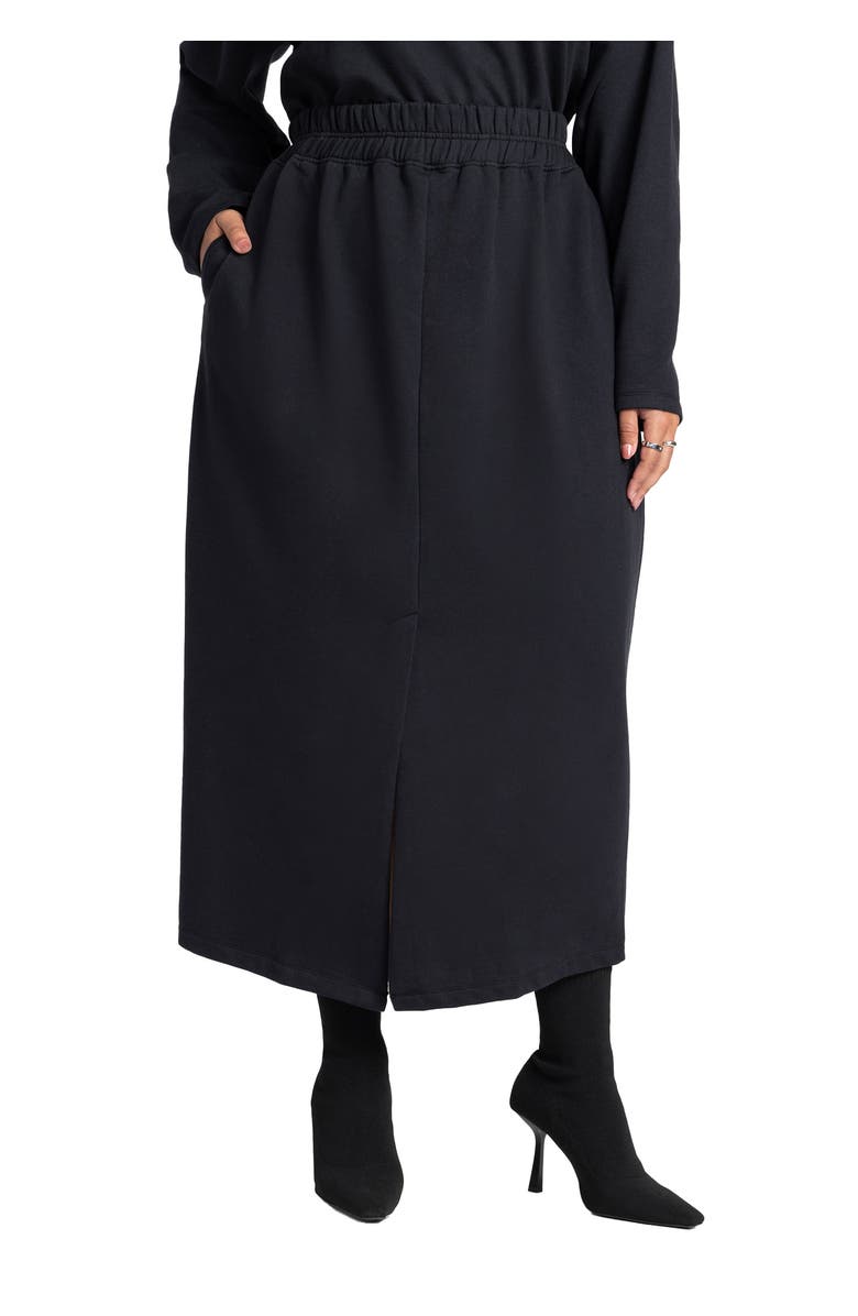 ELOQUII Maxi French Terry Skirt, Main, color, Black