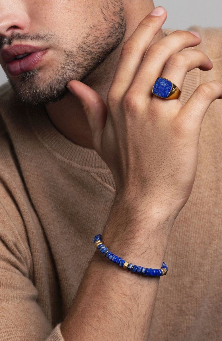 Nialaya Gold Signet Ring, Alternate, color, Gold / Blue Lapis