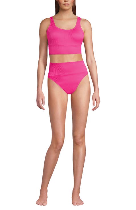Tugless Tankini Top and High Waisted Bottom Swimsuit Set