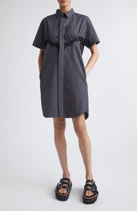 Pinstripe Poplin Shirtdress