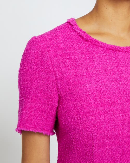 Santorelli Manta Fringe-trim Ruffle Tweed Mini Dress In Magenta