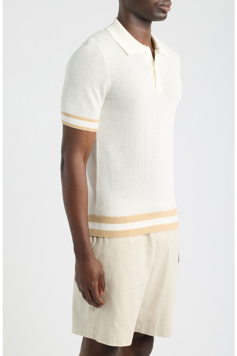 Quinn Open Knit Polo Sweater, Alternate, color, WHITE - 23