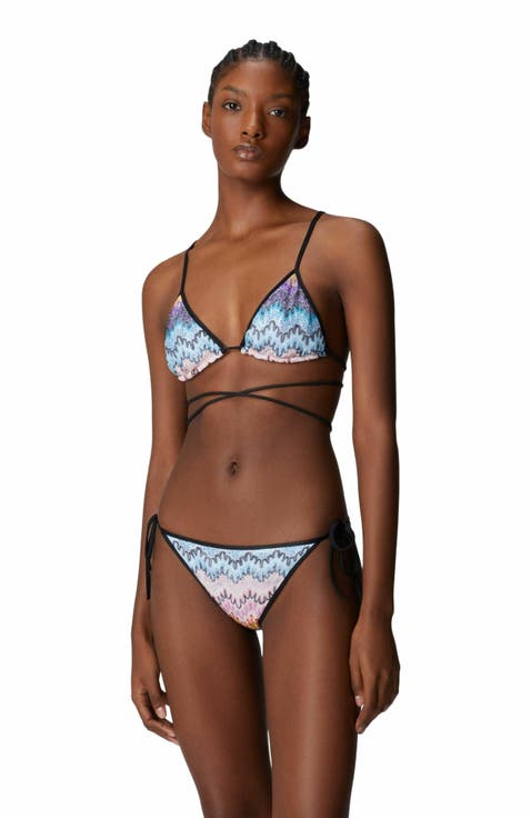Bikini With Long Ties And Mesh Details