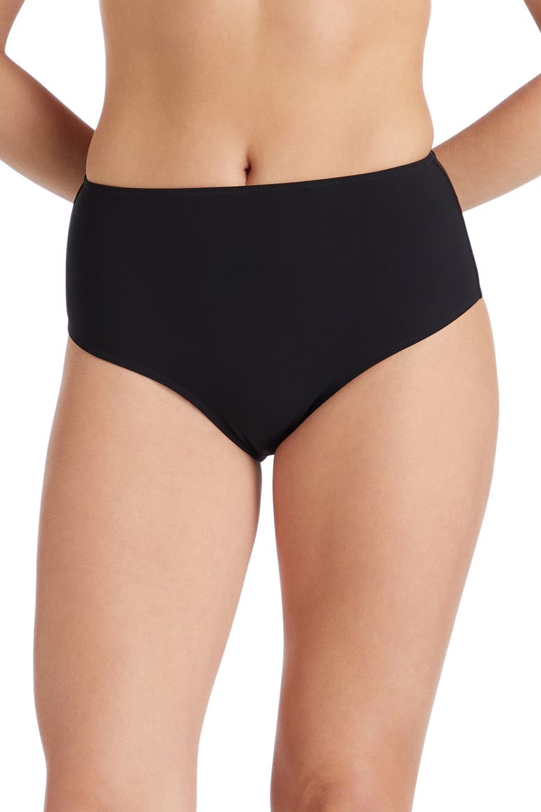 Anguilla High Waist Bikini Bottom, Alternate, color, Black