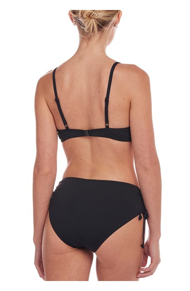 LASCANA Side Tie Lace Trim Bikini Bottom, Alternate, color, Black