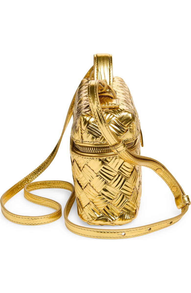 Bottega Veneta Bang Bang Intrecciato Metallic Leather Crossbody Vanity Case, Alternate, color, 8472 Gold / Gold