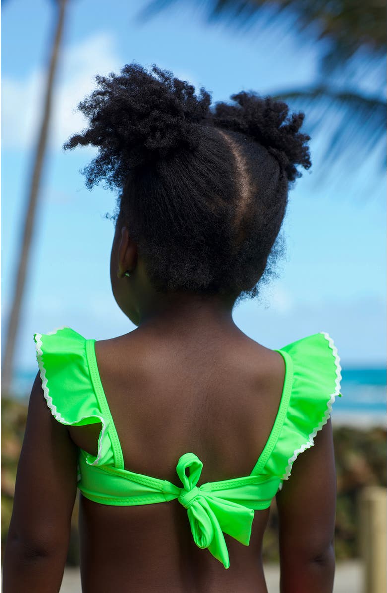 NESSI BYRD Neon, Bandeau, Ruffle Ric-Rac Trim Two Piece Bikini, Little Kid-Big Kid, Alternate, color, Multicolor