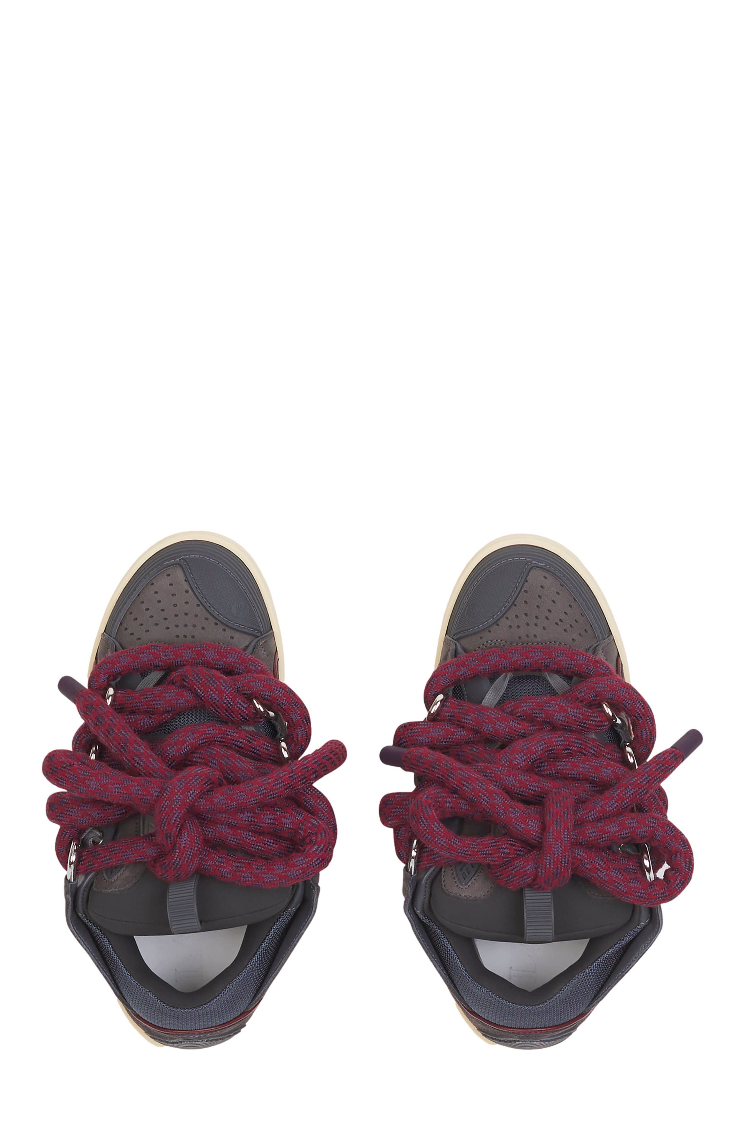 Lanvin CURB SNEAKERS IN LEATHER WITH SNAKE LACES, Alternate, color, 