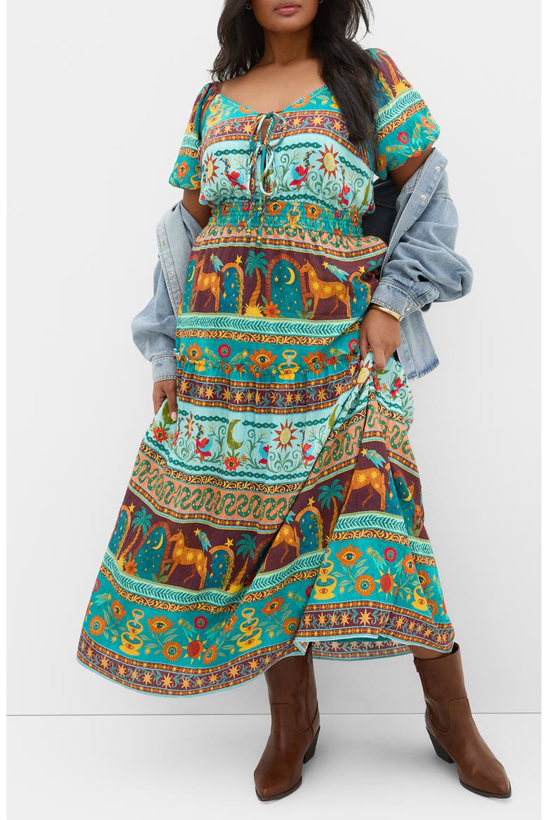 Amaria Print Smocked Waist Maxi Dress, Main, color, PARADISO