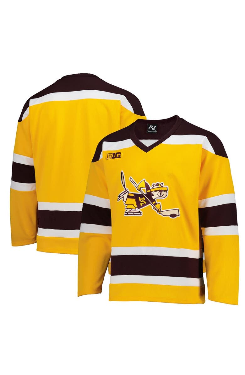 K1 SPORTSWEAR Men's Gold Minnesota Golden Gophers Replica Hockey Jersey, Main, color,