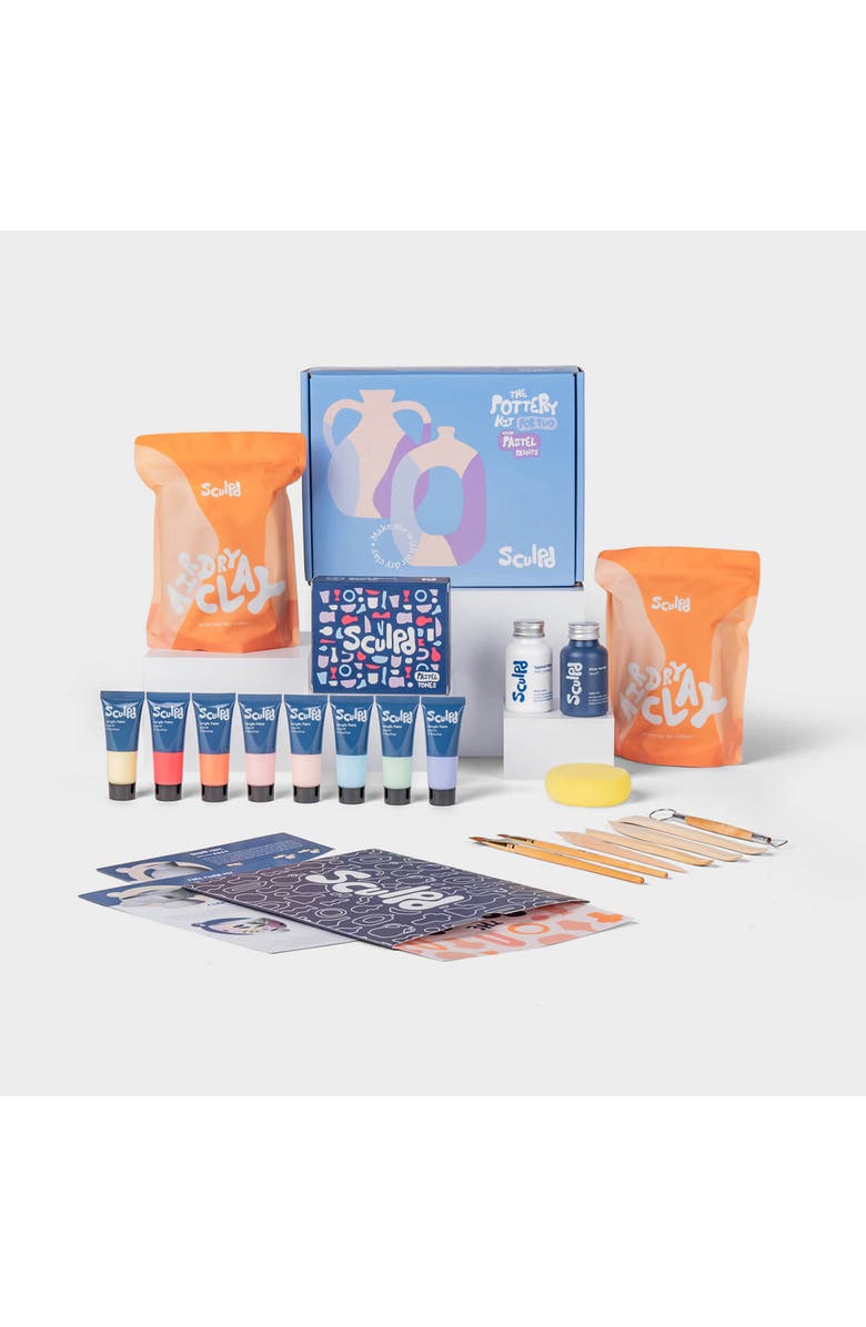 SCULPD Home Pottery Kit with Gloss Varnish, Main, color, Pastel Tones