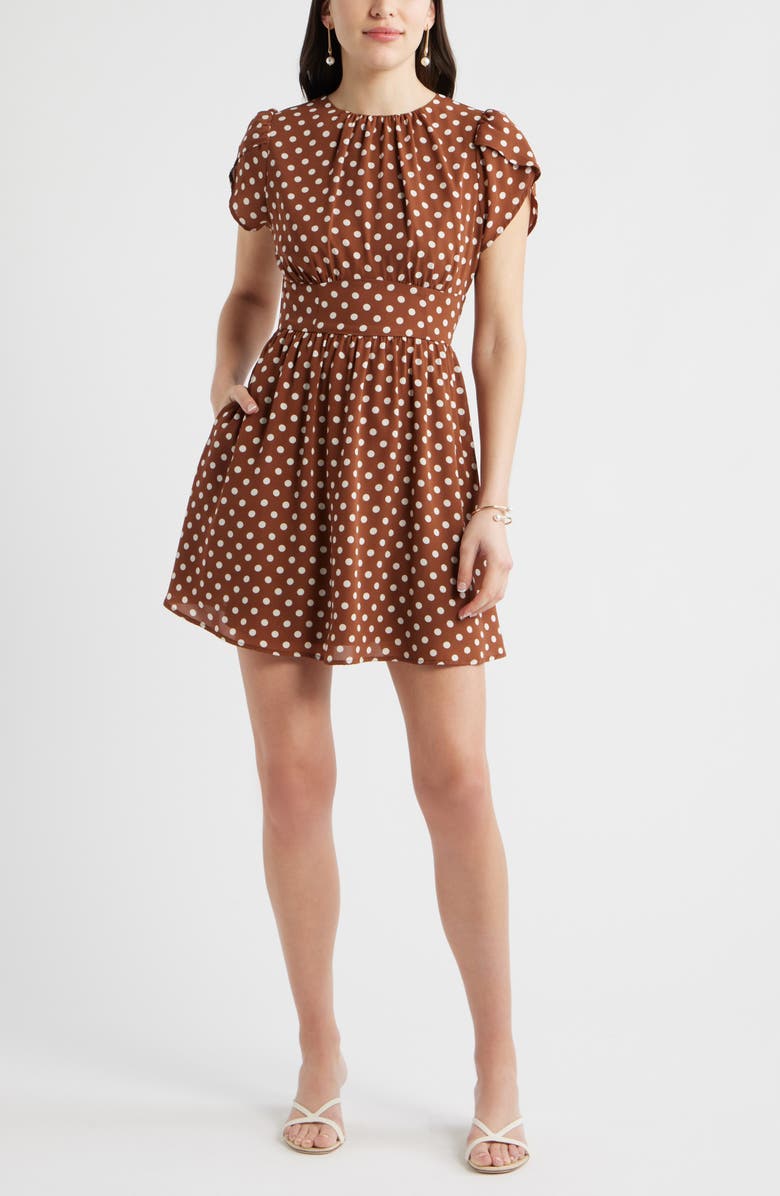 Chelsea28 Fit & Flare Minidress, Main, color, Brown- Ivory Dolly Dot