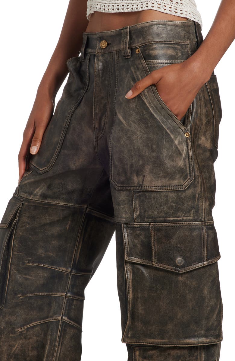 Golden Goose Leather Cargo Pants, Alternate, color, 
