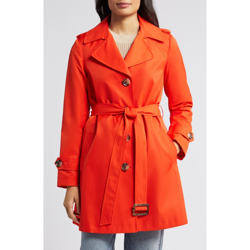 Sam Edelman Water Repellent Cotton Blend Trench Coat In Orange