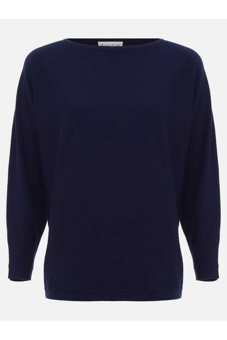 Cristine Slash-Neck Knitted Jumper, Alternate, color, Navy