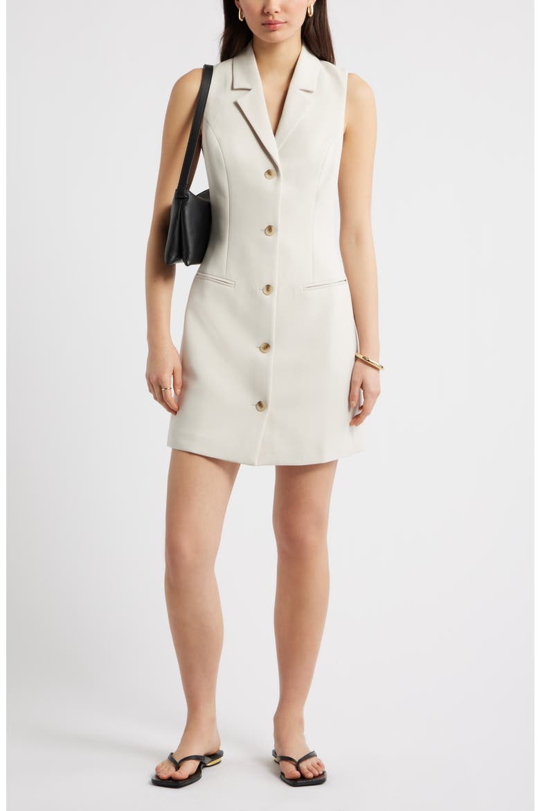 Icon Twill Sleeveless Blazer Dress, Main, color, BEIGE PUMICE