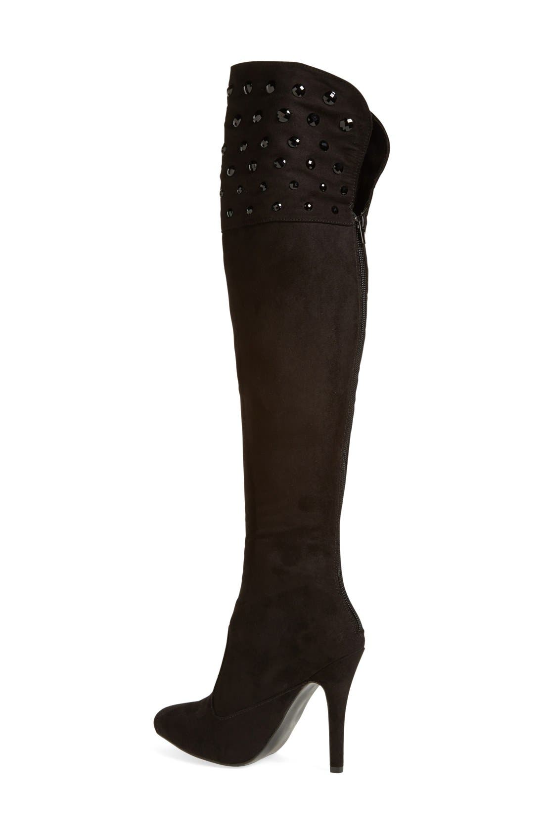 'Kenlyn' Over the Knee Pointy Toe Boot, Alternate, color, BLACK SUEDE