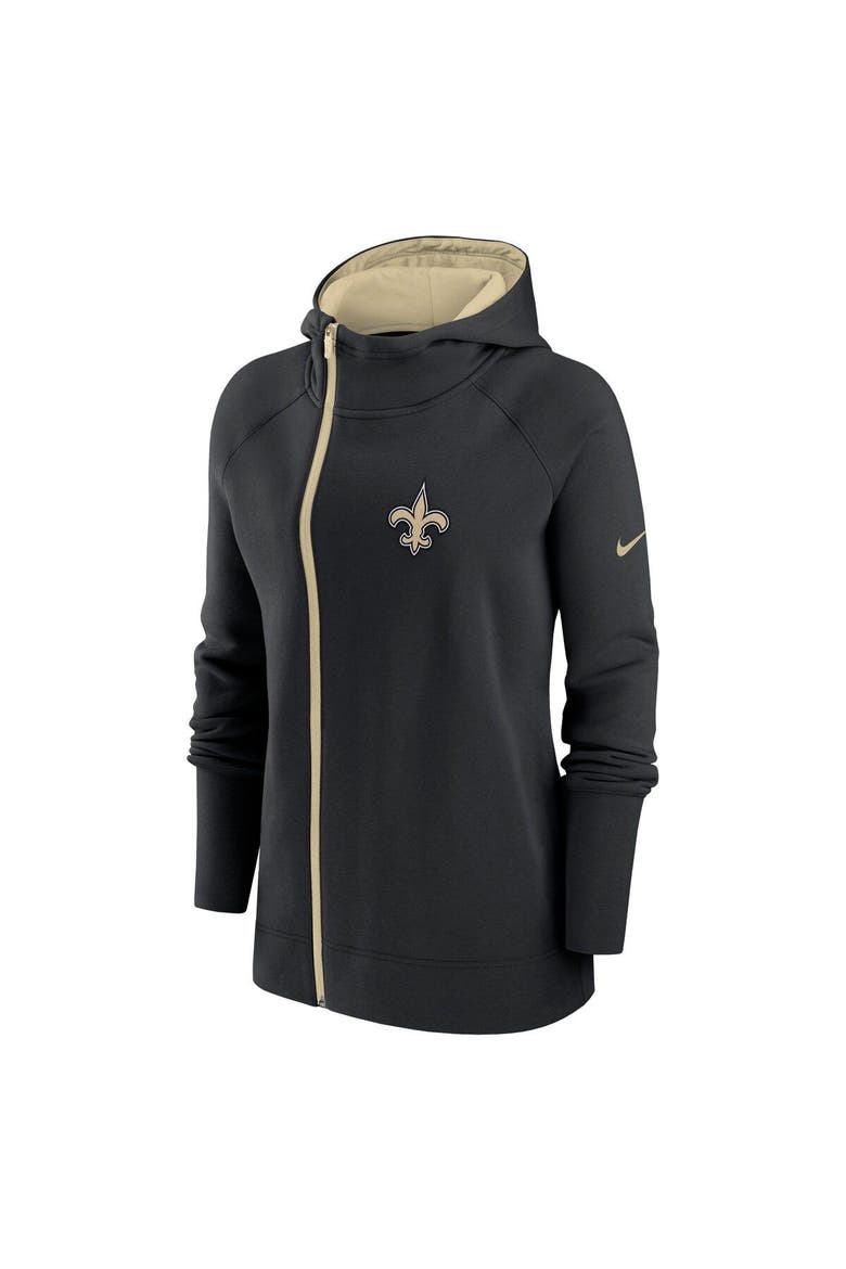 Women's Nike  Black New Orleans Saints Asymmetrical Raglan Full-Zip Hoodie, Alternate, color, Black
