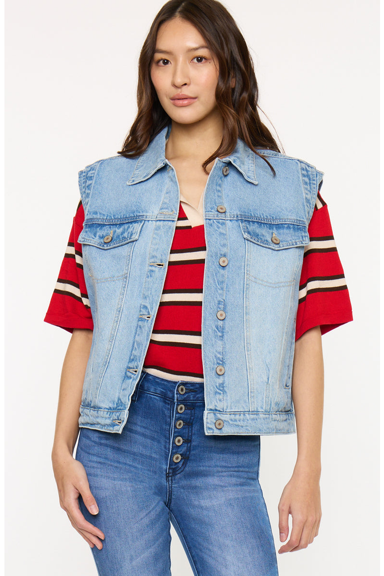 Joey Oversized 80's Vest, Alternate, color, Medium Wash