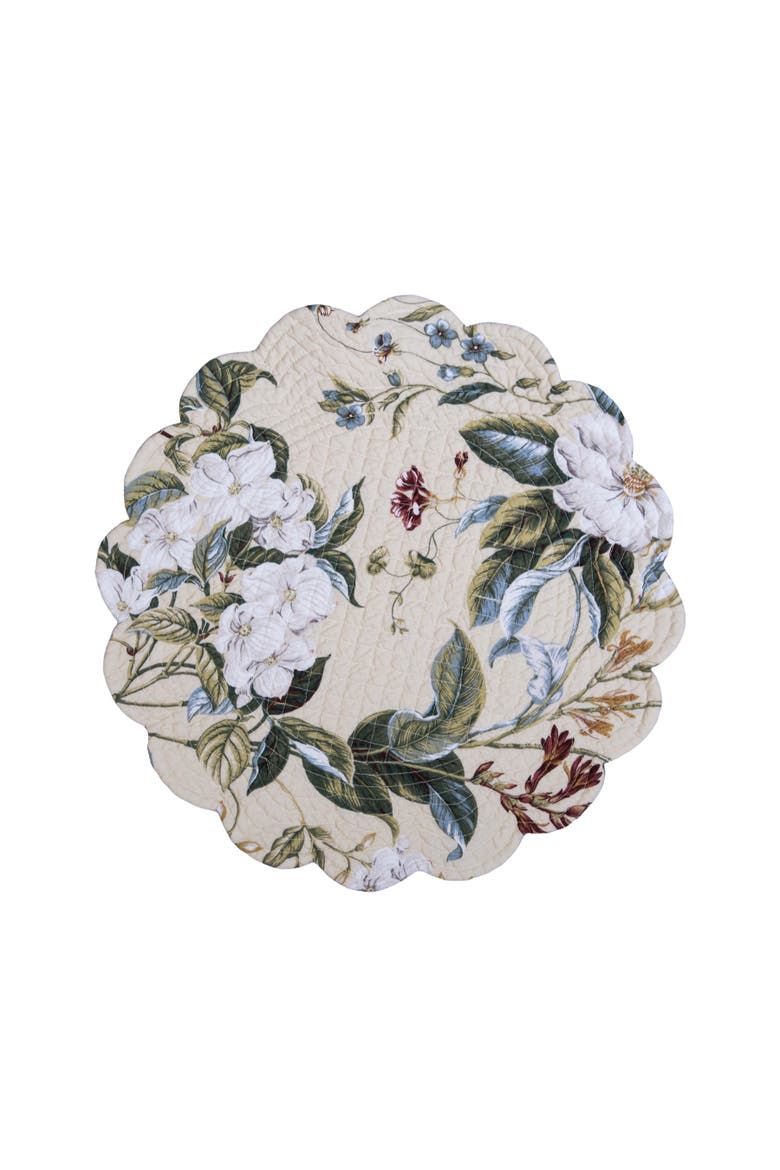 Garden Images Reversible Machine Washable Round Quilt Placemats Set of 6, Alternate, color, White