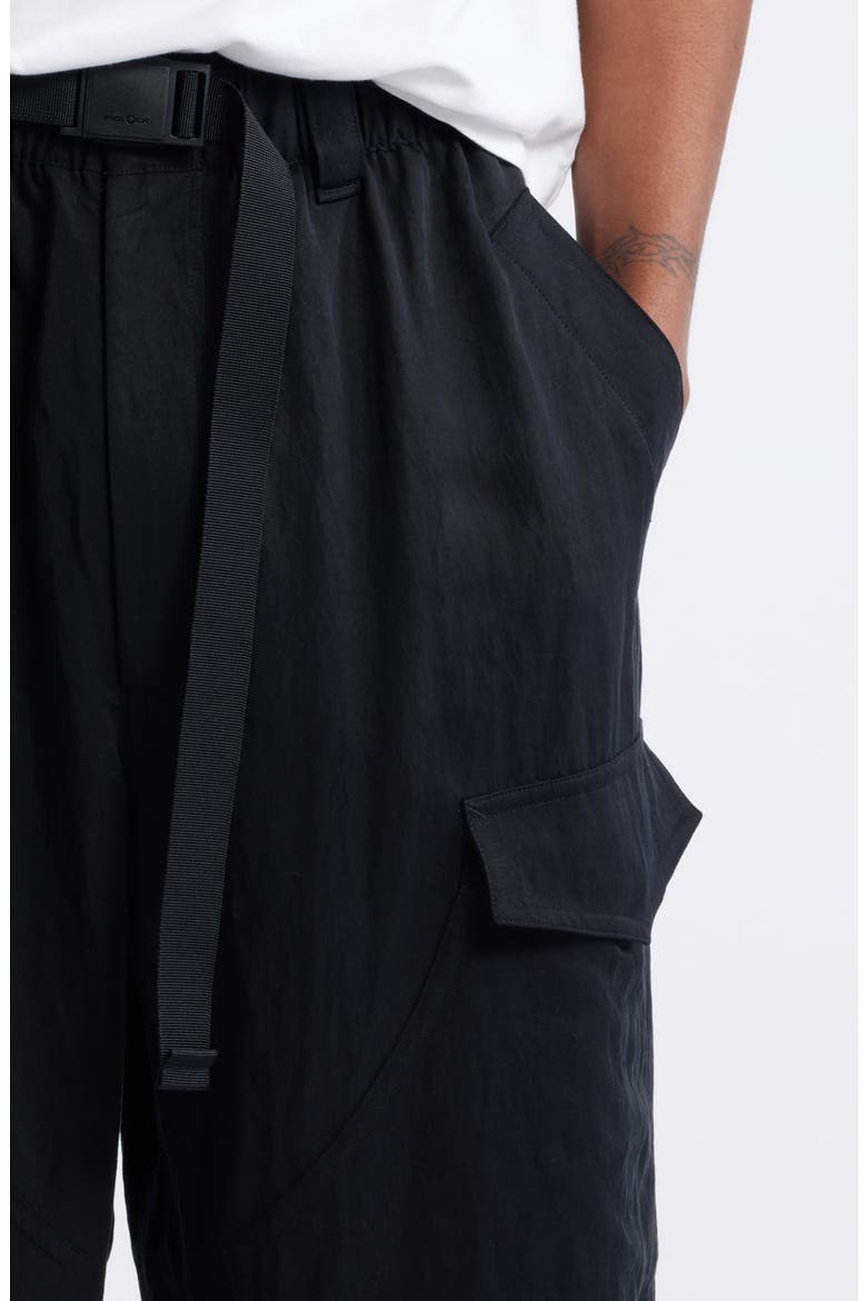 Belted Washed Twill Pants, Alternate, color, BLACK