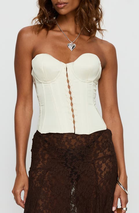Afelia Lace-Up Strapless Corset Top