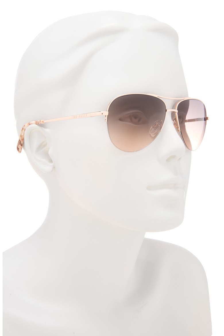 57mm Gradient Half Rim Aviator Sunglasses, Alternate, color, BLUSH