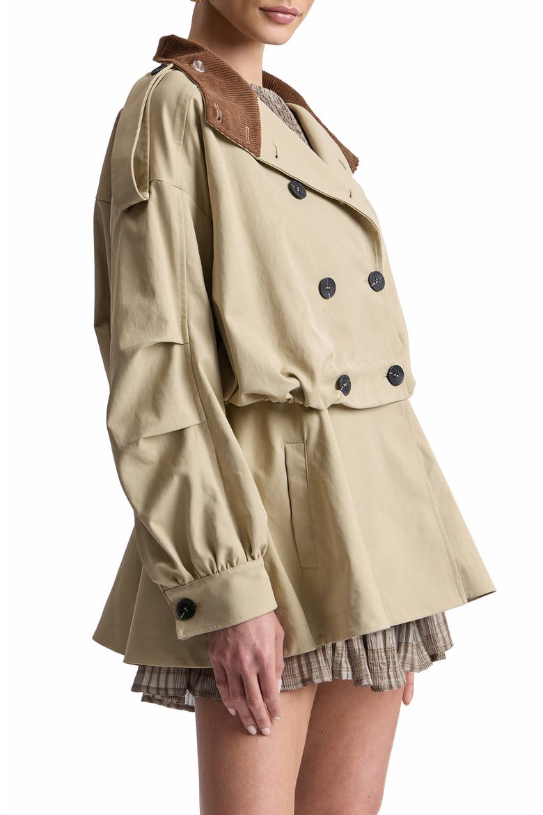 Blouson Peplum Trench Jacket, Alternate, color, KHAKI