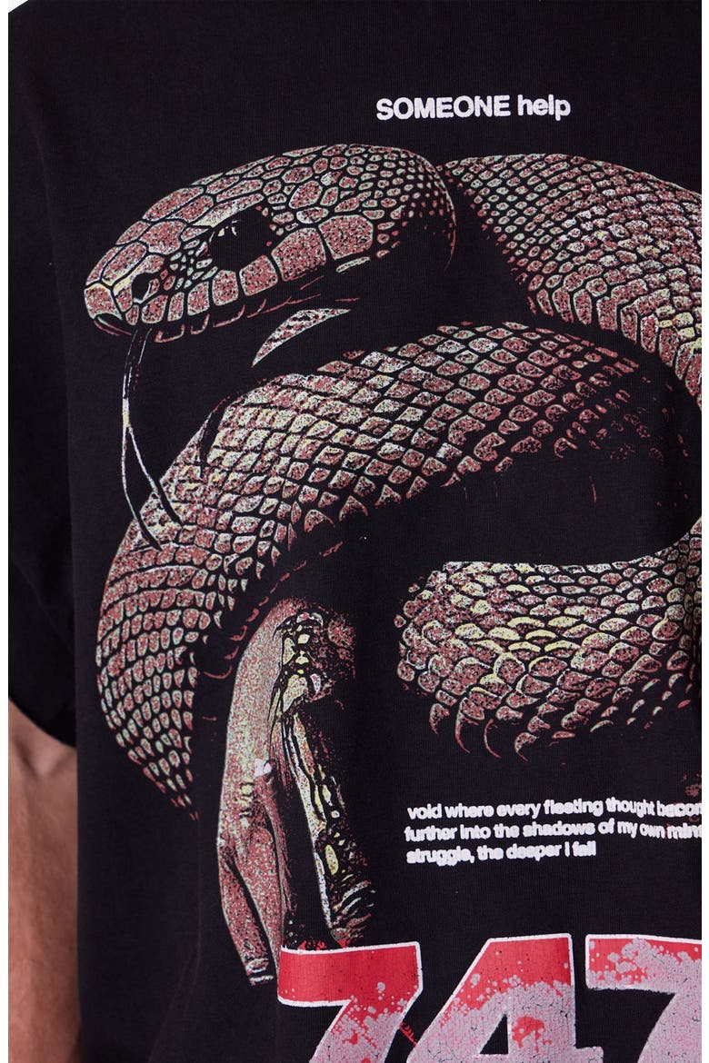 Snake Graphic Cutoff T-Shirt, Alternate, color, VINTAGE BLACK