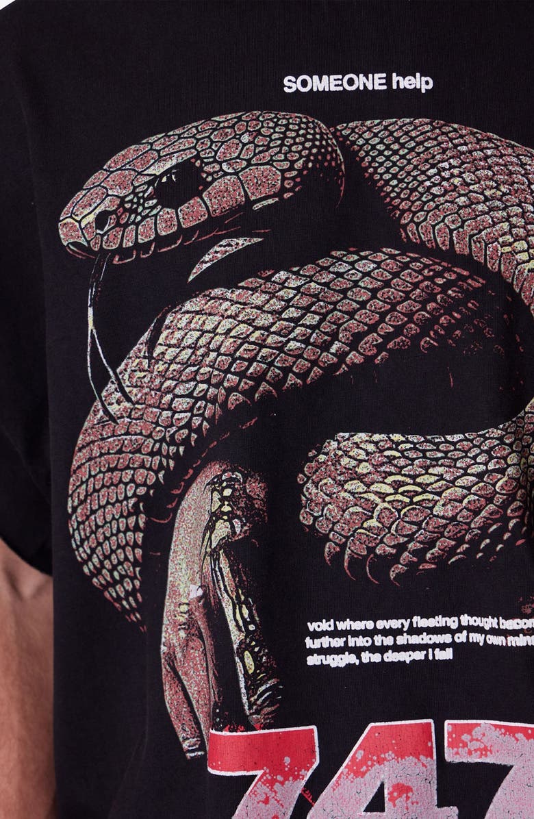 mnml Snake Graphic Cutoff T-Shirt, Alternate, color, Vintage Black