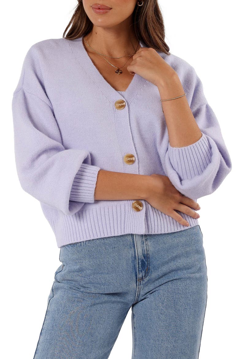 Isabel V-Neck Cardigan, Main, color, LIGHT/PASTEL PURPLE